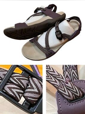 Viakix Women's Strappy Hiking Sandals Purple Gray Outdoor Gorpcore Rubber Soles